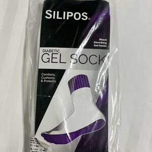 NWT SILIPOS DIABETIC GEL CREW SOCKS Size 10-13~GEL SOLE COMFORT CUSHION~ WHITE